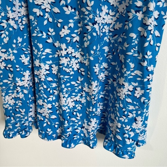 Draper James Comfy Stretchy Blue White Floral Dress with Ruffle Hem XXL/XXXL - Picture 5 of 7